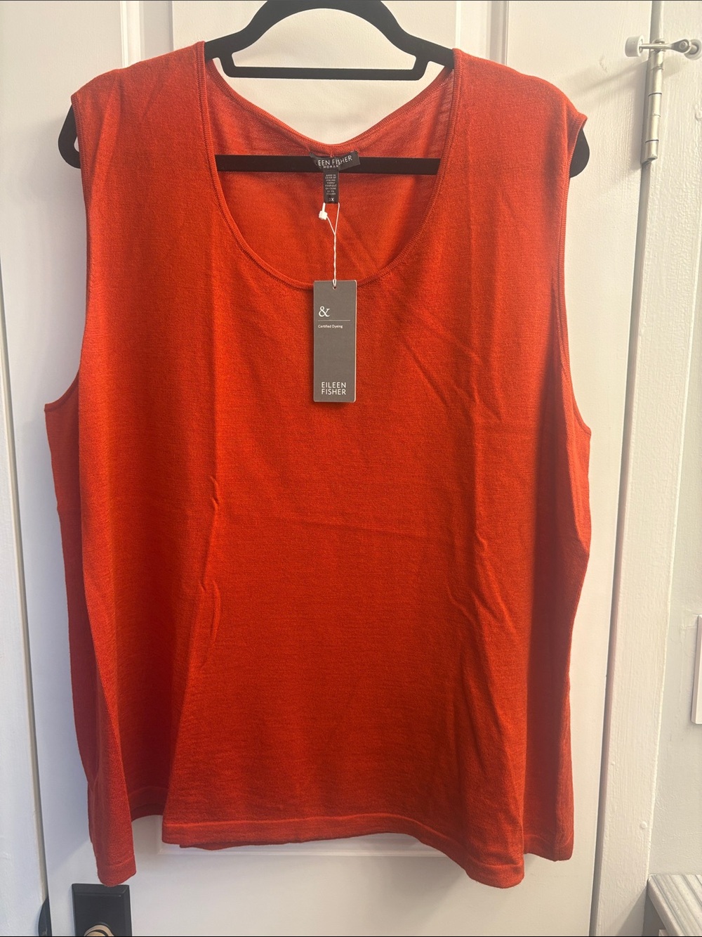 Eileen Fisher Vibrant Mandarin Wool Scoop Neck Sleeveless Tank 3X
